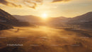 Golden Sunset Over Misty Mountain Landscape