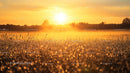 Golden Sunrise Over Dew-Covered Meadow