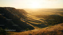 Golden Sunset Over Serene Rolling Hills and Valleys