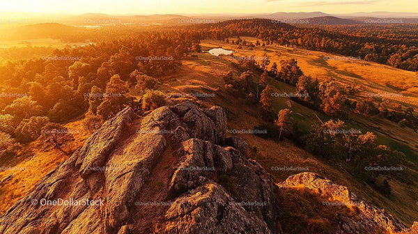 Golden Sunset Over Breathtaking Rocky Landscape