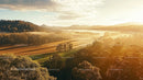 Golden Sunset Over Serene Countryside Landscape