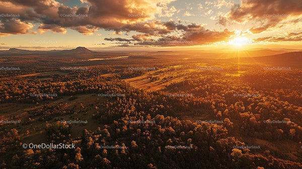 Dramatic Mountain Landscape at Golden Sunset