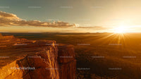Majestic Sunset Over Sandstone Cliffs in Remote Wilderness