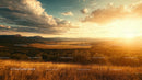 Golden Sunset Over Expansive Countryside Horizon