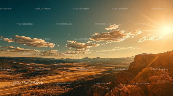 Dramatic Mountain Sunset with Golden Light