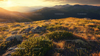 Golden Sunset Over Majestic Mountain Range
