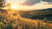 Golden Sunset Over Lush Tuscany Countryside