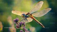 Dragonfly Perched on Flower in Summer Light
