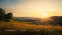 Golden Hour Over Rolling Countryside Hills