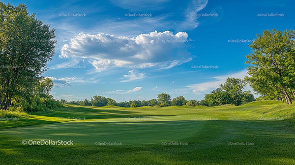 Lush Green Golf Course Under a Bright Blue Sky