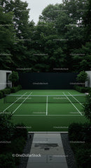 Private Tennis Court Surrounded by Lush Greenery