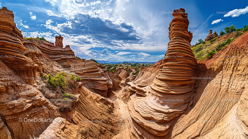 Majestic Sandstone Formations Under Blue Sky