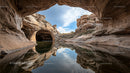 Stunning Sandstone Cave Reflection in Desert Landscape