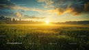 Sunrise Over Misty Meadow with Golden Light