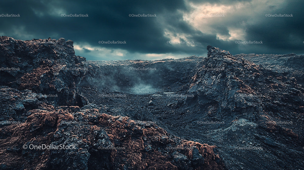 Dramatic Volcanic Landscape with Rugged Terrain