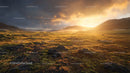 Golden Sunset Over Majestic Mountainous Landscape