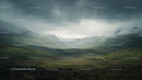 Misty Green Valleys and Hills Under Dramatic Sky