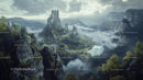 Misty Mountains and Serene Lakes in a Mystical Landscape