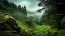 Misty Green Alpine Forest in Tranquil Mountain Scenery