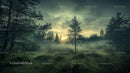 Misty Pine Forest at Sunrise with Gentle Morning Fog