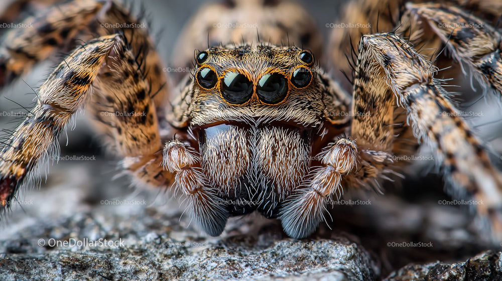 Close-Up of a Jumping Spider with Detailed Eyes