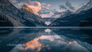Majestic Mountain Range with Serene Sunset Reflection