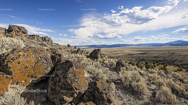 Dramatic Desert Landscape with Rocky Terrain and Open Sky