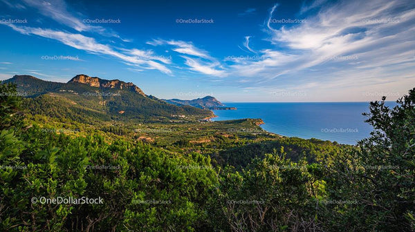 Picturesque Mountain and Coastal Landscape