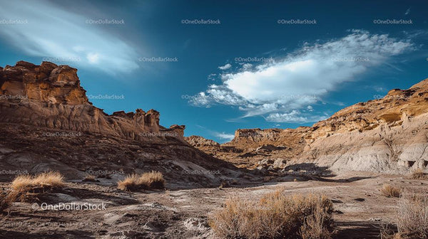 Dramatic Desert Landscape with Striking Rock Formations