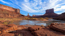 Stunning Canyon with Red Rocks and Serene River Bend