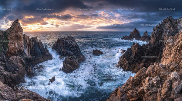 Dramatic Coastal Landscape at Sunset