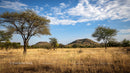 Acacia Trees in African Savanna Under Blue Sky