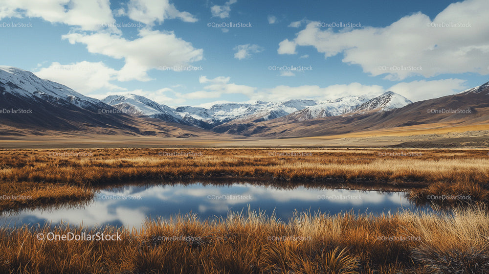 Majestic Snow-Capped Mountains and Serene Lake Reflection