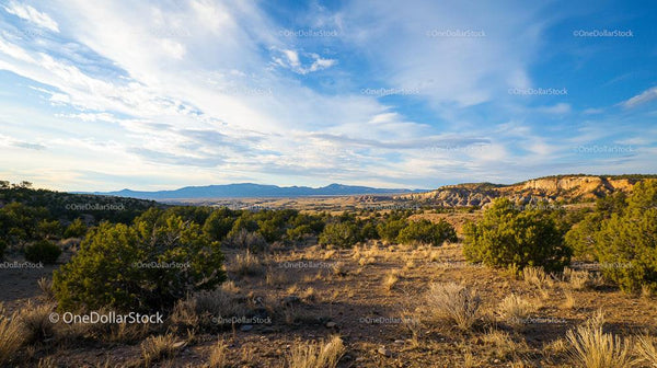 Expansive Desert Landscape Under Vibrant Blue Sky