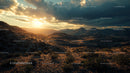 Dramatic Sunset over a Rugged Desert Mountain Landscape