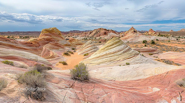 Stunning Sandstone Formations in Remote Desert Landscape