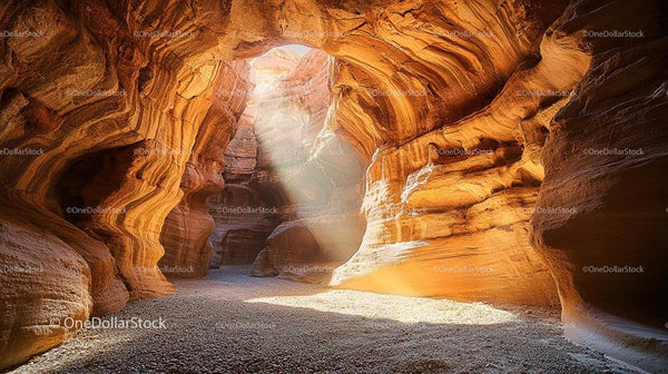 Sunlight Streaming Through Majestic Sandstone Canyon