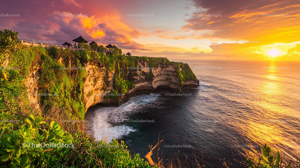 Breathtaking Sunset Over Tropical Coastal Cliffs