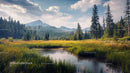 Idyllic Mountain Meadow with Pristine Pond and Forest