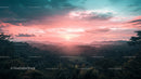 Tropical Sunset Over Vibrant Jungle Landscape