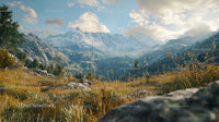 Majestic Alpine Mountains and Lush Meadows on a Sunny Day