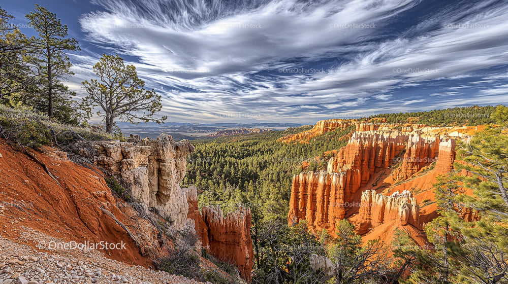Oszałamiający widok na formacje skalne Red Rock w Bryce Canyon