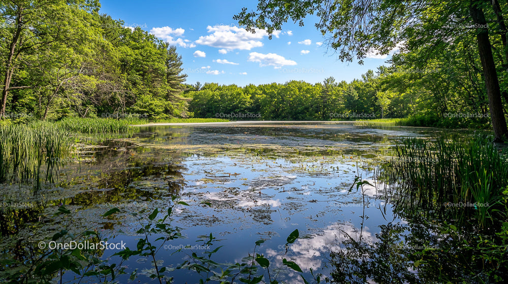 Tranquil Forest Pond with Lush Green Surroundings