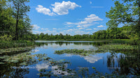 Idyllic Lake View with Reflective Waters and Blue Sky