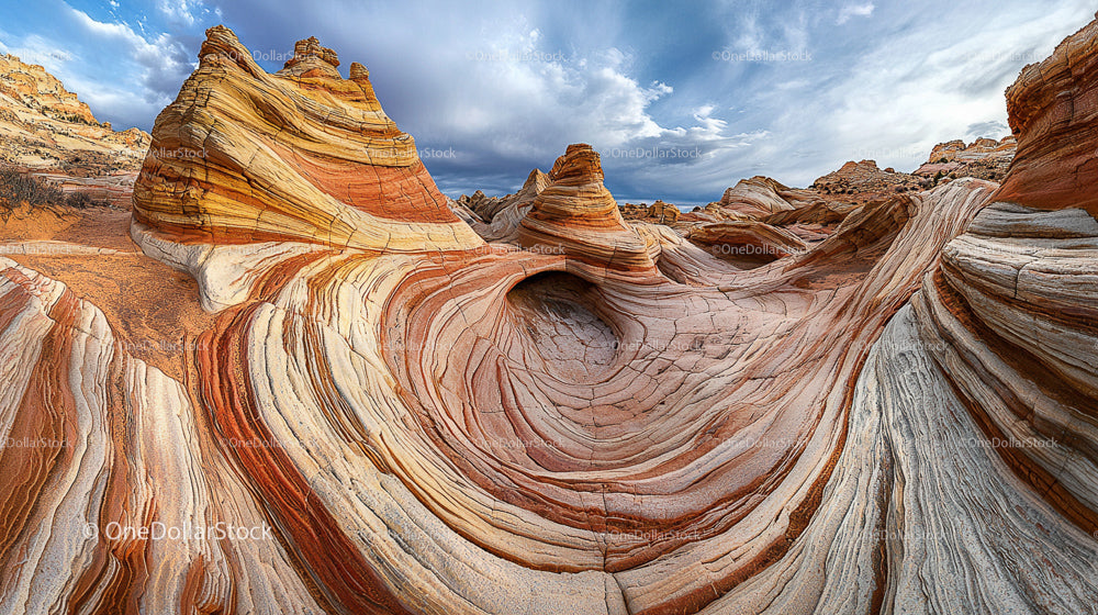 Dramatic Sandstone Formations Under a Vibrant Sky