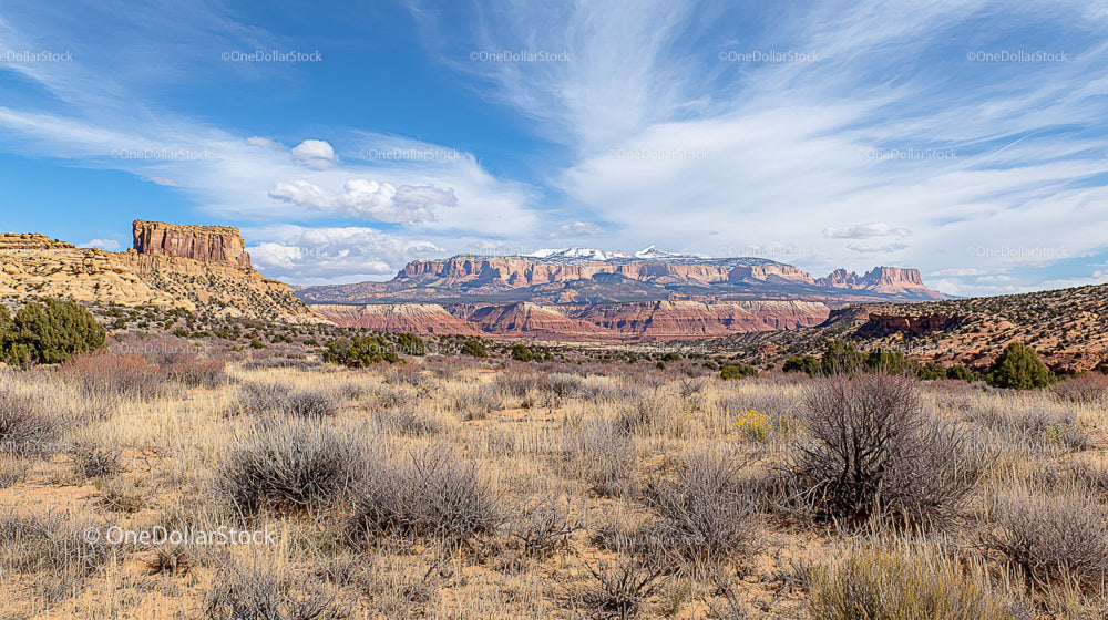 Expansive Desert Landscape with Red Rock Formations