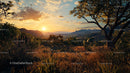 Golden Hour at Sunset Over Scenic Mountain Landscape