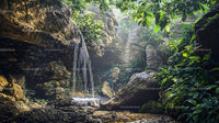 Serene Waterfall Cascading in Lush Jungle Landscape