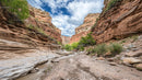Majestic Canyon with Eroded Rock Formations and Blue Sky
