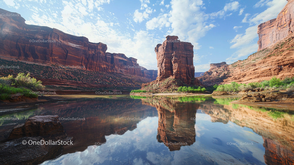 Majestic Red Rock Canyon Reflected in Serene Waters